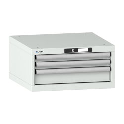 LISTA - Armoire à tiroirs 27x27E (LxPxH) 564x572x283mm 3 tiroirs (2x50/1x100) 75kg KEY Lock Gris clair RAL 7035