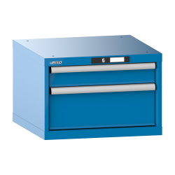 LISTA - Armoire à tiroirs 27x27E (LxPxH) 564x572x383mm 2 tiroirs (1x100/1x200) 75kg KEY Lock Bleu clair RAL 5012