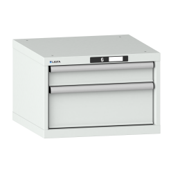 LISTA - Armoire à tiroirs 27x27E (LxPxH) 564x572x383mm 2 tiroirs (1x100/1x200) 75kg KEY Lock Gris clair RAL 7035