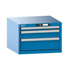LISTA - Armoire à tiroirs 27x27E (LxPxH) 564x572x383mm 3 tiroirs (1x50/1x100/1x150) 75kg KEY Lock Bleu clair RAL 5012