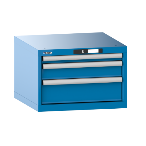 LISTA - Armoire à tiroirs 27x27E (LxPxH) 564x572x383mm 3 tiroirs (1x50/1x100/1x150) 75kg KEY Lock Bleu clair RAL 5012