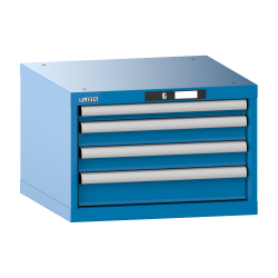 LISTA - Armoire à tiroirs 27x27E (LxPxH) 564x572x383mm 4 tiroirs (1x50/2x75/1x100) 75kg KEY Lock Bleu clair RAL 5012