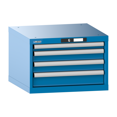 LISTA - Armoire à tiroirs 27x27E (LxPxH) 564x572x383mm 4 tiroirs (1x50/2x75/1x100) 75kg KEY Lock Bleu clair RAL 5012