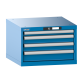 LISTA - Armoire à tiroirs 27x27E (LxPxH) 564x572x383mm 4 tiroirs (1x50/2x75/1x100) 75kg KEY Lock Bleu clair RAL 5012