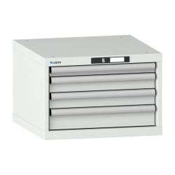 LISTA - Armoire à tiroirs 27x27E (LxPxH) 564x572x383mm 4 tiroirs (1x50/2x75/1x100) 75kg KEY Lock Gris clair RAL 7035