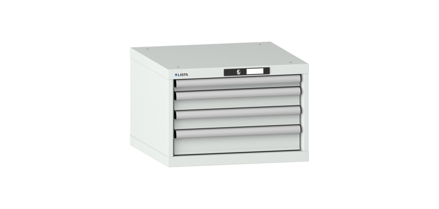 Armoire à tiroirs Lista 27x27E H 38,3 x L 56,4xP 57,2 cm 4 tiroirs (1 x 5, 2 x 7,5 et 1 x 10 cm) Key Lock