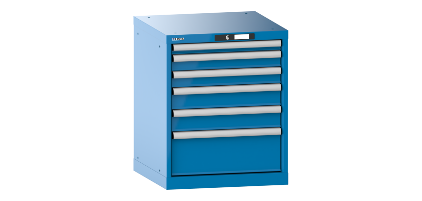 Armoire à tiroirs Lista 27x27E H 70 x L 56,4 x P 57,2cm 6 tiroirs (1 x 5, 2 x 7,5, 2 x 10 et 1 x 20 cm) Key Lock