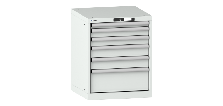Armoire à tiroirs Lista 27x27E H 70 x L 56,4 x P 57,2cm 6 tiroirs (1 x 5, 2 x 7,5, 2 x 10 et 1 x 20 cm) Key Lock