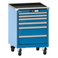 LISTA - Armoire à tiroirs mobile 27x27E (LxPxH) 564x572x840mm 6 tiroirs (2x50/2x75/2x150) 75kg roues en nylon  Ø100mm KEY Lock Bleu clair RAL 5012
