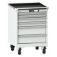 LISTA - Armoire à tiroirs mobile 27x27E (LxPxH) 564x572x840mm 6 tiroirs (2x50/2x75/2x150) 75kg roues en nylon  Ø100mm KEY Lock Gris clair RAL 7035