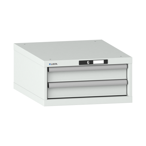 LISTA - Armoire à tiroirs 27x36E (LxPxH) 564x725x283mm 2 tiroirs (2x100) 75kg KEY Lock Gris clair RAL 7035