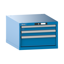 LISTA - Armoire à tiroirs 27x36E (LxPxH) 564x725x383mm 3 tiroirs (2x75/1x150) 75kg KEY Lock Bleu clair RAL 5012