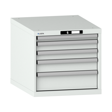 LISTA - Armoire à tiroirs 27x36E (LxPxH) 564x725x533mm 5 tiroirs (1x50/2x75/1x100/1x150) 75kg KEY Lock Gris clair RAL 7035