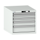 LISTA - Armoire à tiroirs 27x36E (LxPxH) 564x725x533mm 5 tiroirs (1x50/2x75/1x100/1x150) 75kg KEY Lock Gris clair RAL 7035