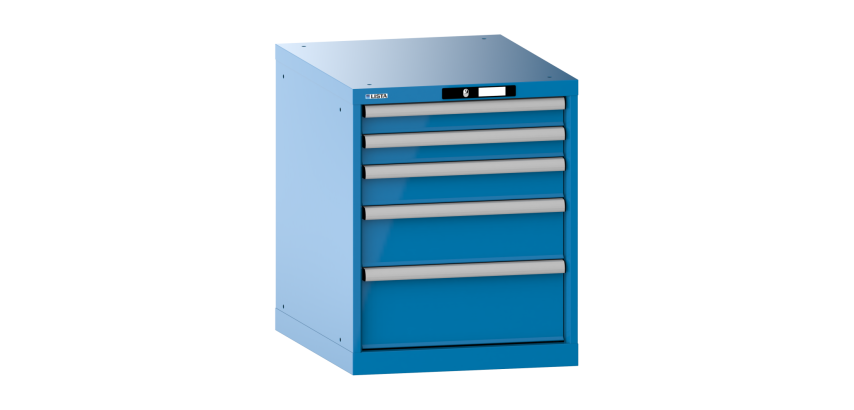 Armoire à tiroirs Lista 27x36E H 70 x L 56,4 x P 72,5 cm 5 tiroirs (2 x 7,5, 1 x 10, 1 x 15, et 1 x 20 cm) Key Lock