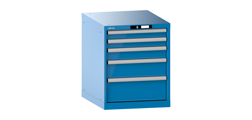 Armoire à tiroirs Lista 27x36E H 70 x L 56,4 x P 72,5 cm 5 tiroirs (2 x 7,5, 1 x 10, 1 x 15, et 1 x 20 cm) Key Lock