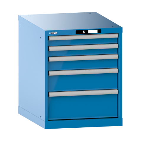 LISTA - Armoire à tiroirs 27x36E (LxPxH) 564x725x700mm 5 tiroirs (2x75/1x100/1x150/1x200) 75kg KEY Lock Bleu clair RAL 5012