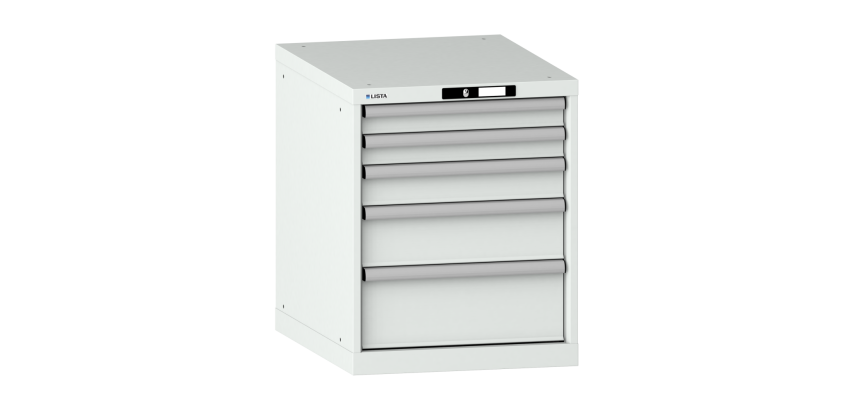 Armoire à tiroirs Lista 27x36E H 70 x L 56,4 x P 72,5 cm 5 tiroirs (2 x 7,5, 1 x 10, 1 x 15, et 1 x 20 cm) Key Lock