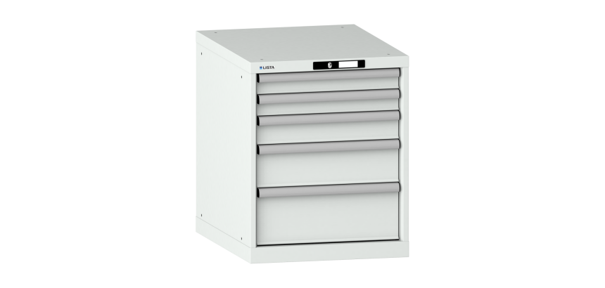 Armoire à tiroirs Lista 27x36E H 70 x L 56,4 x P 72,5 cm 5 tiroirs (2 x 7,5, 1 x 10, 1 x 15, et 1 x 20 cm) Key Lock