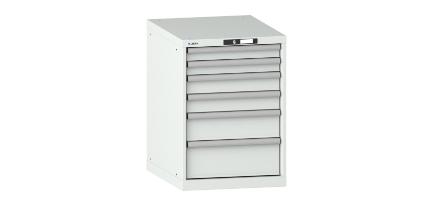 Armoire à tiroirs Lista 27x36E H 80 x L 56,4 x P 72,5 cm 6 tiroirs (2 x 7,5, 2 x 10, 1 x 15 et 1 x 20 cm) Key Lock