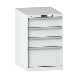 LISTA - Armoire à tiroirs 27x36E (LxPxH) 564x725x850mm 4 tiroirs (3x150/1x300) 75kg KEY Lock Gris clair RAL 7035