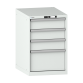 LISTA - Armoire à tiroirs 27x36E (LxPxH) 564x725x850mm 4 tiroirs (3x150/1x300) 75kg KEY Lock Gris clair RAL 7035