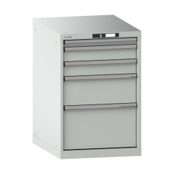 LISTA - Armoire à tiroirs 27x36E (LxPxH) 564x725x850mm 5 tiroirs (1x50/2x100/1x200/1x300) 75kg KEY Lock Gris clair RAL 7035