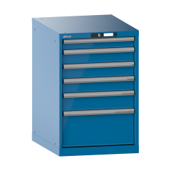 LISTA - Armoire à tiroirs 27x36E (LxPxH) 564x725x850mm 6 tiroirs (1x75/3x100/1x125/1x250) 75kg KEY Lock Bleu clair RAL 5012