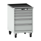 LISTA - Armoire à tiroirs mobile 27x36E (LxPxH) 564x725x890mm 5 tiroirs (2x75/1x100/1x150/1x200) 75kg roues en nylon  Ø100mm KEY Lock Gris clair RAL 7035