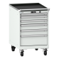 LISTA - Armoire à tiroirs mobile 27x36E (LxPxH) 564x725x890mm 6 tiroirs (1x50/2x75/2x100/1x200) 75kg roues en nylon  Ø100mm KEY Lock Gris clair RAL 7035