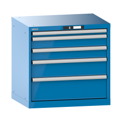 LISTA - Armoire à tiroirs 36x27E (LxPxH) 717x572x700mm 5 tiroirs (1x50/2x100/1x150/1x200) 75kg KEY Lock Bleu clair RAL 5012