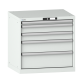 LISTA - Armoire à tiroirs 36x27E (LxPxH) 717x572x700mm 5 tiroirs (1x50/2x100/1x150/1x200) 75kg KEY Lock Gris clair RAL 7035