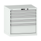LISTA - Armoire à tiroirs 36x27E (LxPxH) 717x572x700mm 5 tiroirs (2x75/2x100/1x250) 75kg KEY Lock Gris clair RAL 7035