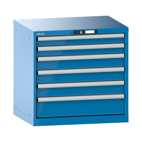 LISTA - Armoire à tiroirs 36x27E (LxPxH) 717x572x700mm 6 tiroirs (2x75/3x100/1x150) 75kg KEY Lock Bleu clair RAL 5012