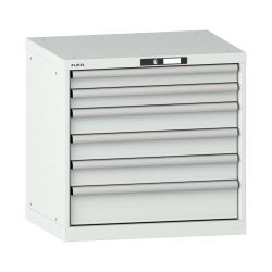 LISTA - Armoire à tiroirs 36x27E (LxPxH) 717x572x700mm 6 tiroirs (2x75/3x100/1x150) 75kg KEY Lock Gris clair RAL 7035