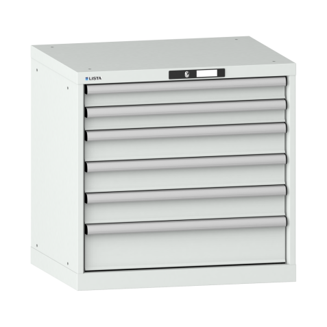LISTA - Armoire à tiroirs 36x27E (LxPxH) 717x572x700mm 6 tiroirs (2x75/3x100/1x150) 75kg KEY Lock Gris clair RAL 7035