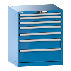 LISTA - Armoire à tiroirs 36x27E (LxPxH) 717x572x850mm 7 tiroirs (1x50/2x75/2x100/1x150/1x200) 75kg KEY Lock Bleu clair RAL 5012
