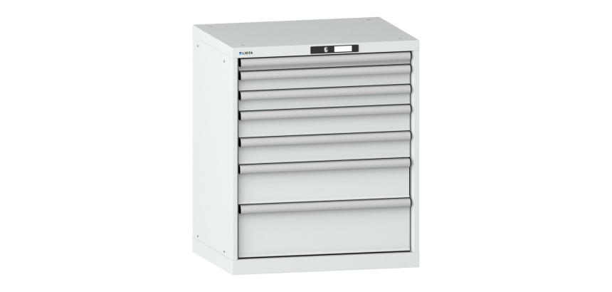 Armoire à tiroirs Lista 36x27E H 85 x L 71,7 x P 57,2 cm 7 tiroirs (1 x 5, 2 x 7,5, 2 x 10, 1 x 15 et 1 x 20 cm) Key Lock