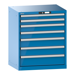 LISTA - Armoire à tiroirs 36x27E (LxPxH) 717x572x850mm 7 tiroirs (2x75/2x100/2x125/1x150) 75kg KEY Lock Bleu clair RAL 5012
