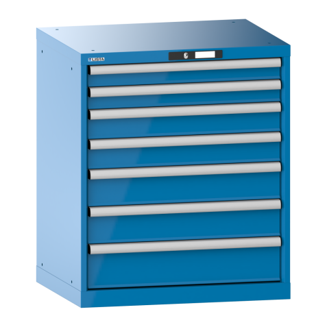 LISTA - Armoire à tiroirs 36x27E (LxPxH) 717x572x850mm 7 tiroirs (2x75/2x100/2x125/1x150) 75kg KEY Lock Bleu clair RAL 5012