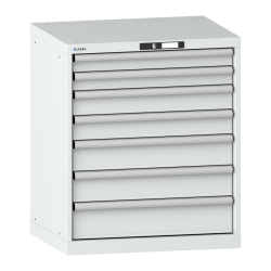 LISTA - Armoire à tiroirs 36x27E (LxPxH) 717x572x850mm 7 tiroirs (2x75/2x100/2x125/1x150) 75kg KEY Lock Gris clair RAL 7035