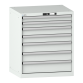 LISTA - Armoire à tiroirs 36x27E (LxPxH) 717x572x850mm 7 tiroirs (2x75/2x100/2x125/1x150) 75kg KEY Lock Gris clair RAL 7035