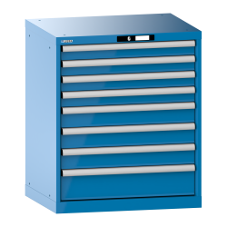 LISTA - Armoire à tiroirs 36x27E (LxPxH) 717x572x850mm 8 tiroirs (4x75/3x100/1x150) 75kg KEY Lock Bleu clair RAL 5012