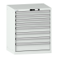 LISTA - Armoire à tiroirs 36x27E (LxPxH) 717x572x850mm 8 tiroirs (4x75/3x100/1x150) 75kg KEY Lock Gris clair RAL 7035