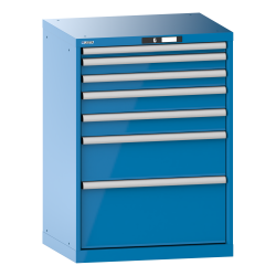 LISTA - Armoire à tiroirs 36x27E (LxPxH) 717x572x1000mm 7 tiroirs (1x50/2x75/2x100/1x200/1x300) 75kg KEY Lock Bleu clair RAL 5012