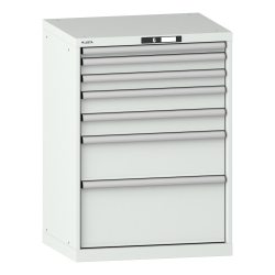 LISTA - Armoire à tiroirs 36x27E (LxPxH) 717x572x1000mm 7 tiroirs (1x50/2x75/2x100/1x200/1x300) 75kg KEY Lock Gris clair RAL 7035