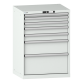 LISTA - Armoire à tiroirs 36x27E (LxPxH) 717x572x1000mm 7 tiroirs (1x50/2x75/2x100/1x200/1x300) 75kg KEY Lock Gris clair RAL 7035