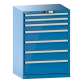 LISTA - Armoire à tiroirs 36x27E (LxPxH) 717x572x1000mm 7 tiroirs (2x75/1x100/3x150/1x200) 75kg KEY Lock Bleu clair RAL 5012