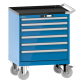 LISTA - Armoire à tiroirs mobile 36x27E (LxPxH) 717x572x962mm 6 tiroirs (2x75/3x100/1x150) 75kg roues en caoutchouc Ø160mm KEY Lock Bleu clair RAL 5012