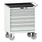 LISTA - Armoire à tiroirs mobile 36x27E (LxPxH) 717x572x962mm 6 tiroirs (2x75/3x100/1x150) 75kg roues en caoutchouc Ø160mm KEY Lock Gris clair RAL 7035